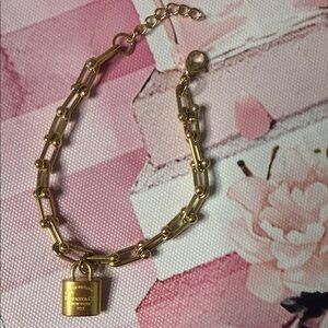 18k gold plated highest quality waterproof Chain Bracelet with Padlock Charm